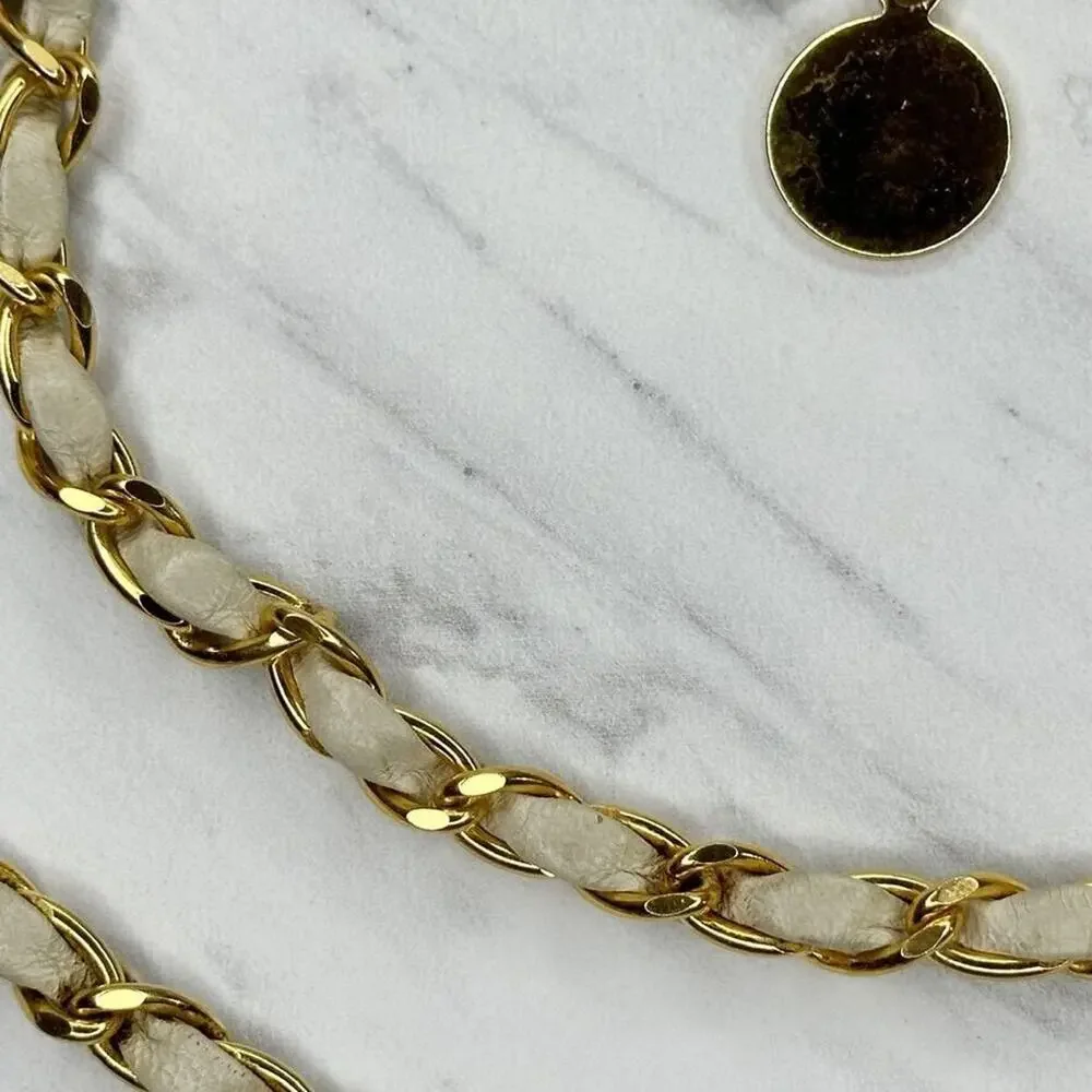 Faux Leather Woven Gold Chain Belt Double Hook Y2K Style Extra Small/Small ✨